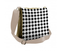 Dark Plus and White Squares Messenger Bag