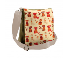 Cats in Paprika Orange Tone Messenger Bag