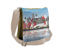 City Skyline Calligraphy Messenger Bag