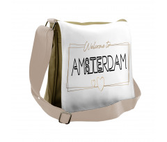 Cursive Text with Hearts Messenger Bag