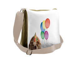 Doggie in a Birthday Hat Messenger Bag