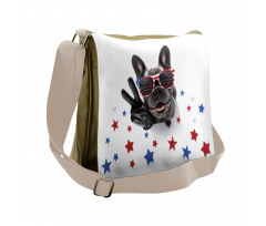 Top View Funny Dog Posing Messenger Bag