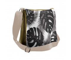 Monstera and Palm Leaves Messenger Bag