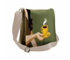 Woman Holding a Cup Cookies Messenger Bag