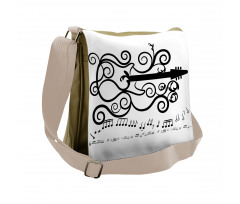 Retro Curls and Music Notes Messenger Bag