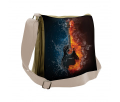 Water and Fire Effect Design Messenger Bag