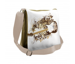 Leaves and Grunge Circles Messenger Bag