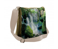 Waterfall Flows Rocks Messenger Bag