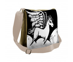 Monochromatic Pegasus Horse Messenger Bag