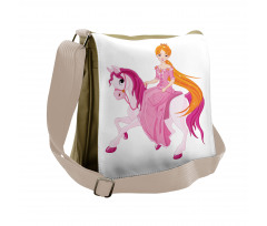 Princess on Pinkish Mane Horse Messenger Bag