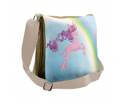 Unicorn and Pastel Rainbow Messenger Bag