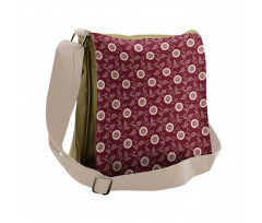 Bicolor Floral Graphic Art Messenger Bag