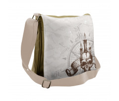 Priate Skull Compass Messenger Bag