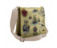 Antique Map Pirate Messenger Bag