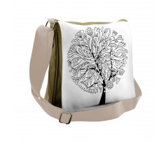 Abstract Leafy Floral Tree Messenger Bag