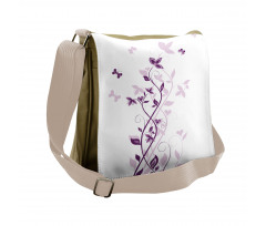 Violet Tree Blossoms Messenger Bag