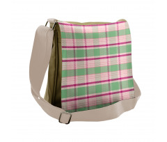 Symmetric Plaid Graphic Messenger Bag