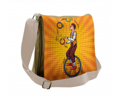 Disc Juggler Man on Unicycle Messenger Bag