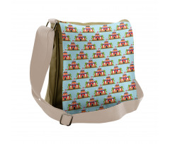 Cartoon Tent and Trees Fun Messenger Bag