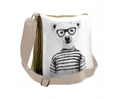Bear in Glasses Fun Messenger Bag
