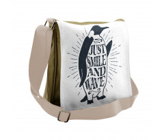 Penguin and Words Messenger Bag