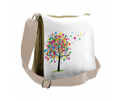 Colorful Hearts Leaves Trees Messenger Bag