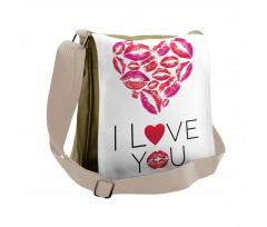 Kisses Lipsticks Lettering Messenger Bag