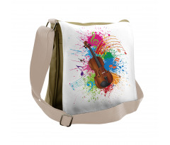 Color Splashes Violin Art Messenger Bag