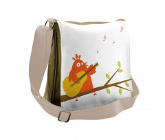 Singing Orange Bird on Branch Messenger Bag