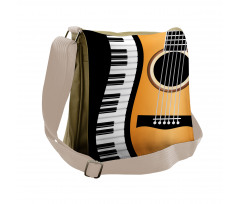 Piano Keys Wave and Guitar Messenger Bag