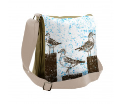 Grungy Sketch Seagulls Messenger Bag
