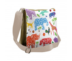 Wild Animals Floral Messenger Bag