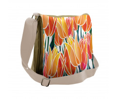 Floral Tulip Garden Messenger Bag