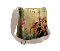 Bikes in Street Floral Messenger Bag