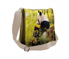 Panda Sitting in Forest Messenger Bag