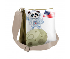 Astronaut on Moon Cartoon Messenger Bag