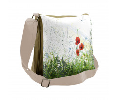 Red Poppies Dragonfly Messenger Bag