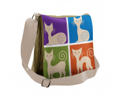 Cartoon Cats Emotions Messenger Bag