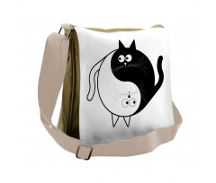 Ying Yang Black White Art Messenger Bag