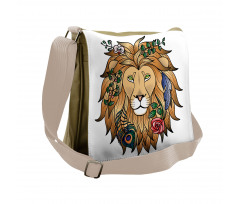 Lion with Flower Messenger Bag