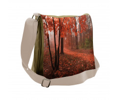 Misty Forest Leaves Orange Messenger Bag