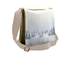 Foggy Weather Trees Messenger Bag