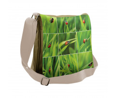 Ladybug over Fresh Grass Messenger Bag