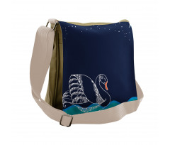 Floating Swan Waves Messenger Bag