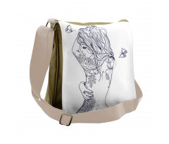 Young Girl with Tattoo Messenger Bag