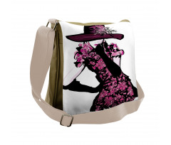 Woman in Floral Dress Messenger Bag