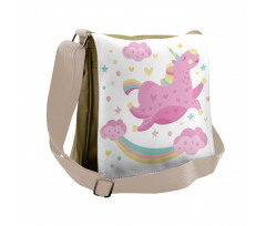 Unicorn with Star Rainbow Messenger Bag