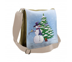 Snowman and Tree Messenger Bag