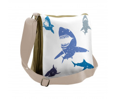 Grunge Sharks Wildlife Messenger Bag