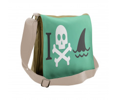 Skull Shark Marine Words Messenger Bag